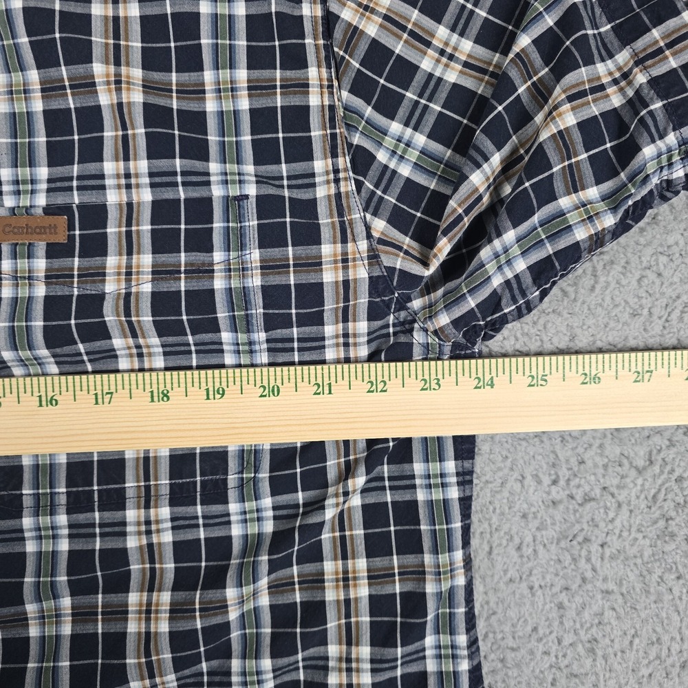 Carhartt Shirt Mens Large Plaid Short Sleeve Cotton Button Up - Picture 10 of 12